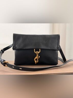 Etienne Aigner Black Leather Crossbody with Gold Hardware